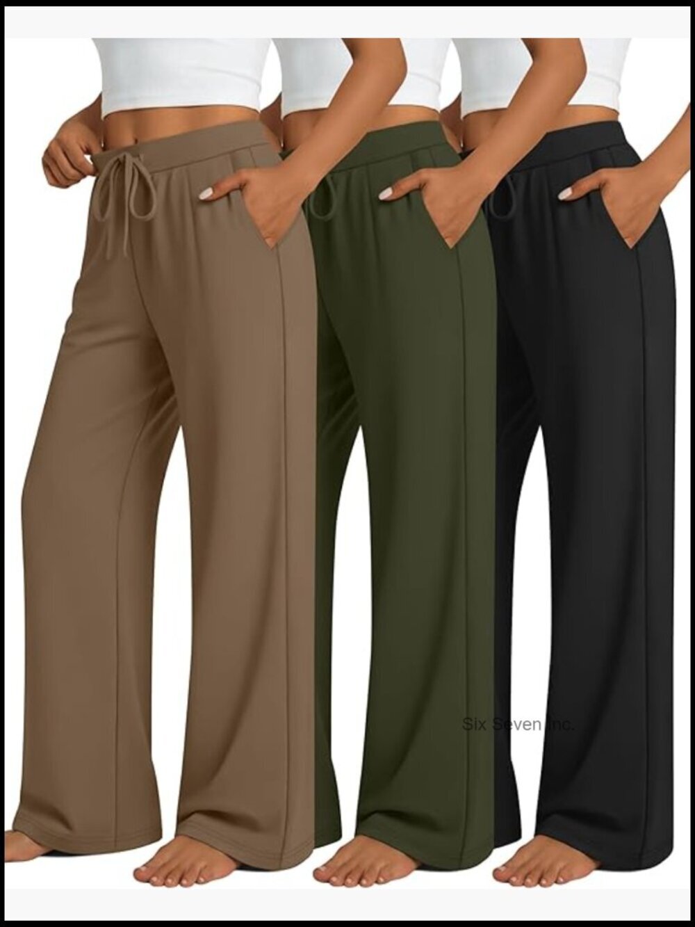 3 Pack Women's Wide Leg Lounge Pants with Pockets Loose Drawstring Yoga